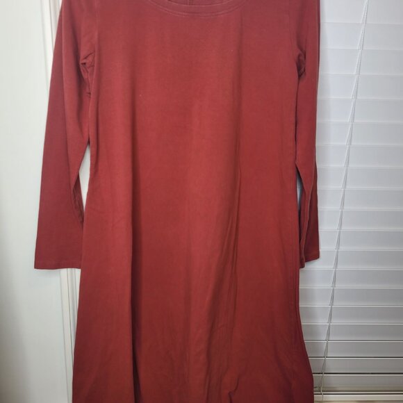 The Territory Ahead Womens Red LS Dress S Cotton Blend Terracotta Academia - Picture 2 of 6
